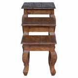 Nesting Table 3 pcs Brown Solid Mahogany wood 42012410