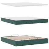 ZNTS Ottoman Bed with Mattresses Dark Green 160x200cm Velvet 3313484