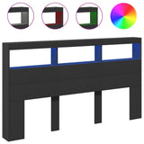 Headboard Cabinet Black Engineered wood 180x17x102 cm 839211