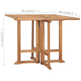 ZNTS Folding Garden Dining Table 90x90x75 cm Solid Teak Wood 315448