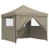 Foldable Party Tent Pop-Up with 4 Sidewalls Taupe 4004930