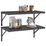 Wall Shelves 2 pcs 75x40 cm Black Stainless Steel 3214514