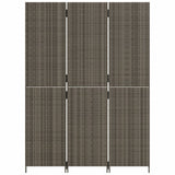 Room Divider 3 Panels Grey Poly Rattan 365358