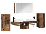 Bathroom Furniture Set 6 pcs Old Wood Engineered Wood and Glass 3407141