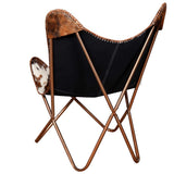 Butterfly Chair Brown and White Real Cowhide Leather 243696