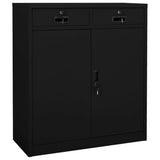 Office Cabinet Black Steel Medium Height-Adjustable Shelves 336411