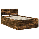Bed Frame Smoked Oak 135 x 190 cm Engineered Wood 3408589