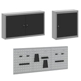 Work Cabinet with Drawer 8 pcs Black Engineered Wood and Steel 3321446