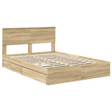 Storage Bed with Drawer Sonoma Oak 140 x 200 cm Engineered Wood 3410793