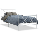 Metal Bed Frame without Mattress with Footboard White 90x190cm 376561