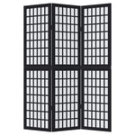 Room Divider 3 Panels Black Solid Wood Paulownia 358765