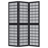 Room Divider 3 Panels Black Solid Wood Paulownia 358765