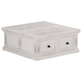 Coffee Table White Solid Mango Wood 70 cm x 70 cm x 30 cm 249872