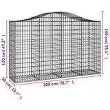 Arched Gabion Baskets 7 pcs 200x50x120/140 cm Galvanised Iron 3145666