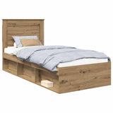 Bed Frame Artisian Oak 90 x 190 cm Solid Pine Wood 3410135