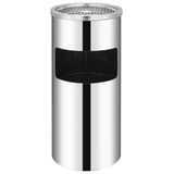 Ashtray Dustbin Silver Stainless Steel Medium Removable Covers 51095