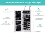 Jewelry Cabinet Mirror and LED Lights, Lockable Makeup Cosmetics Jewellery Organiser, Mirror T3398P342952