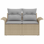 Garden Sofa with Cushion Beige 141 x 62 x 69cm Poly Rattan 42006695