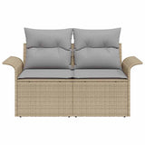 Garden Sofa with Cushion Beige 141 x 62 x 69cm Poly Rattan 42006695