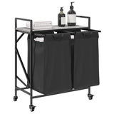Laundry Basket 2 Compartments with Wheels Grey Sonoma 859098