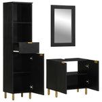 ZNTS 3 Piece Bathroom Furniture Set Black Engineered Wood 3309995