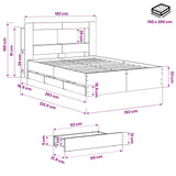 Bed Frame with Storage and Headboard Artisan Oak 150 x 200 cm 3445807