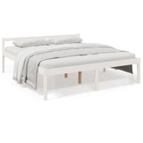 Senior Bed without Mattress White 200x200cm Solid Wood Pine 810635