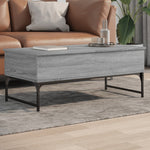 ZNTS Coffee Table Grey Sonoma 100x50x40 cm Engineered Wood and Metal 845379