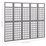 5-Panel Room Divider/Trellis Solid Fir Wood Grey 201.5x180 cm 316488