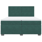 Box Spring Bed with Mattress Dark Green 200x200 cm Velvet 3290999