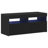 TV Cabinet with LED Black Oak 90 x 35 x 40 cm Engineered Wood 862554