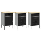 Work Cabinet 7 pcs Black and Grey Engineered Wood and Steel 3321448