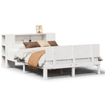 ZNTS Bookcase Bed without Mattress White 135x190 cm Double Solid Wood Pine 3322627