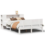 ZNTS Bookcase Bed without Mattress White 135x190 cm Double Solid Wood Pine 3322627