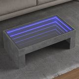 ZNTS Coffee Table with Infinity LED Concrete Grey 90x50x30 cm 847619