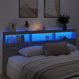 Headboard Cabinet with LED Grey Sonoma 220x17x102 cm 839229