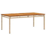 Garden Table Beige 180x90x75 cm Poly Rattan Acacia Wood 366281