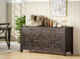 Kitchen Cupboard, Sideboard with 4 Doors, 2 Drawers and 2 Adjustable Shelves for Dining Room, Dark T3398P555183