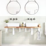 Basin Shelf Wall Mounted Steel and Solid Wood Acacia 3302708