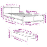 Bed Frame with Drawers without Mattress Black 90x200 cm 3279967