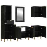 5 Piece Bathroom Furniture Set Black Engineered Wood 3309997