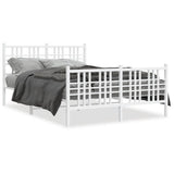 Metal Bed Frame without Mattress with Footboard White 120x200cm 376389