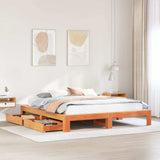 Bed Frame without Mattress Wax Brown 200x200 cm Solid Wood Pine 3308989