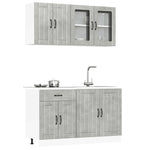 ZNTS 4 Piece Kitchen Cabinet Set Kalmar Concrete Grey Engineered Wood 3314865