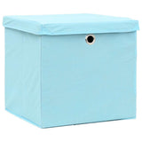 Storage Boxes with Lids 10 pcs Baby Blue 32x32x32 cm Fabric 288376