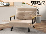 4-in-1 Velvet-Feel Single Chair Bed, with Pillow - Beige T3398P343284
