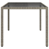 Garden Table 150x90x75 cm Tempered Glass and Poly Rattan Grey 316708