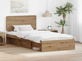 Bed Frame Artisian Oak 100 x 200 cm Solid Pine Wood 3412532