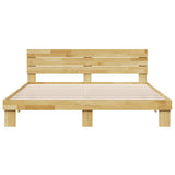 Bed Frame with Headboard without Mattress 200x200 cm Solid Wood Oak 3315726