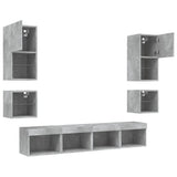 8 Piece TV Wall Units with LED Concrete Grey Engineered Wood 3216593